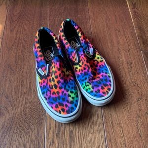Unisex Slip On Neon Rainbow Animal Print Vans